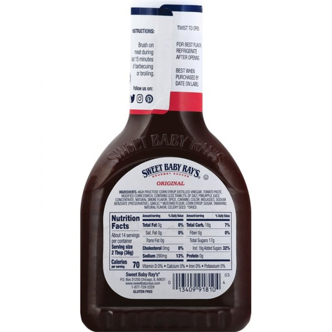 Sweet Baby Ray's Barbecue Sauce, 18OZ. <br>**Call for PRICE**